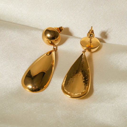 Water Droplet 18K Gold Plated Drop Earrings