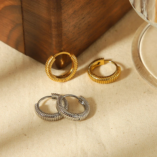 Classic Gold Huggie Hoop Earrings 18K gold plating