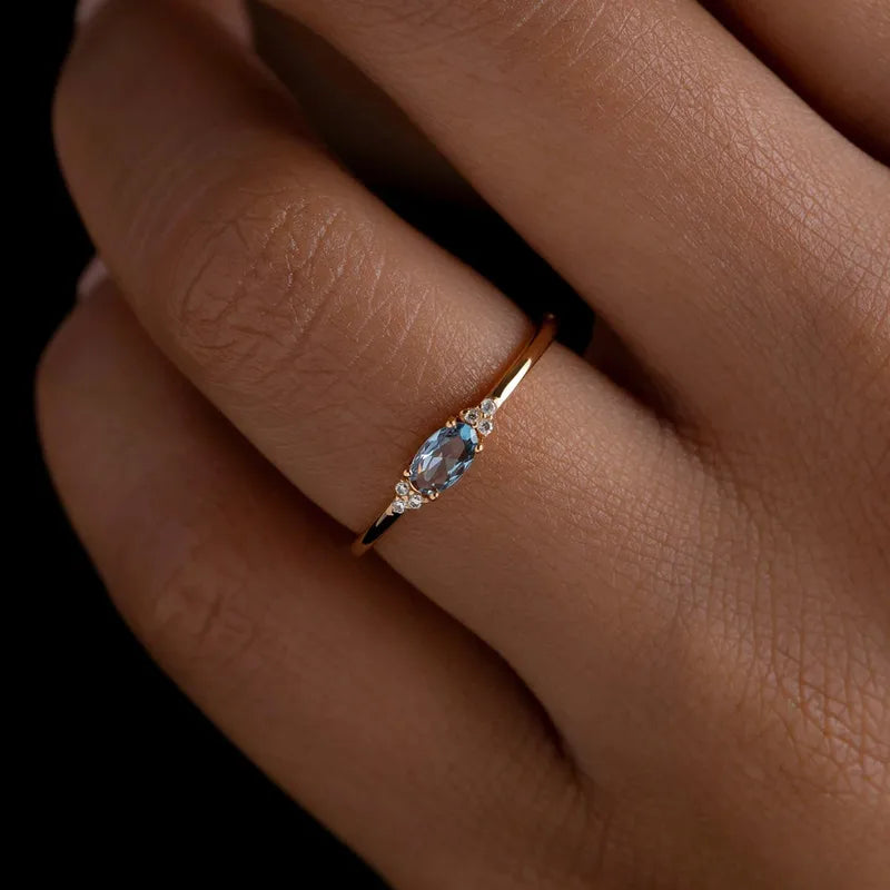 Oval Blue Gemstone Ring