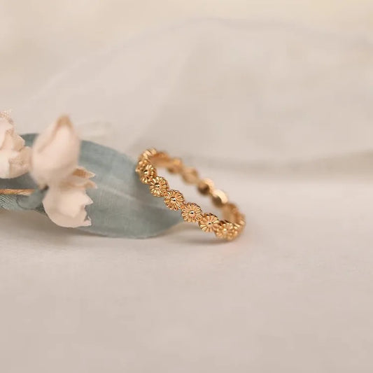 925 Sterling Silver Eternity Daisy Wild Flower Ring