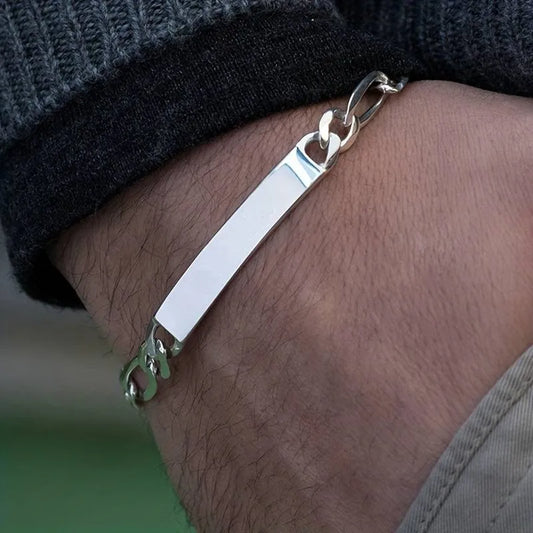 Cubic Link Engraved Bracelet