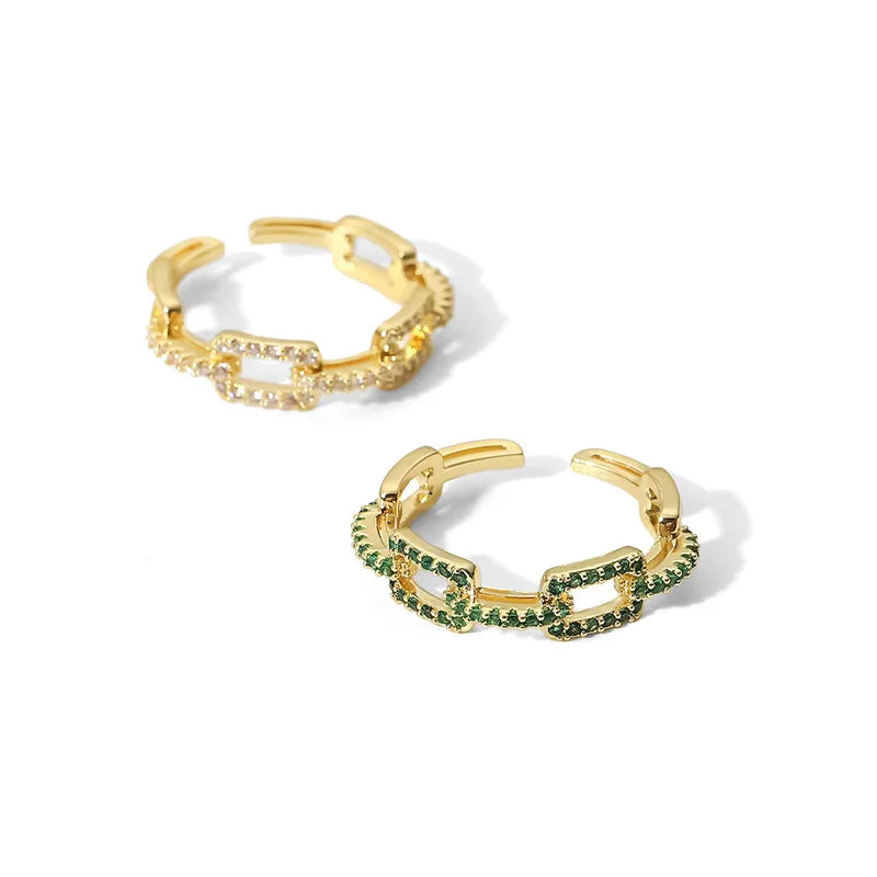 Zircon Gemstone Geometric Chain Linked Ring
