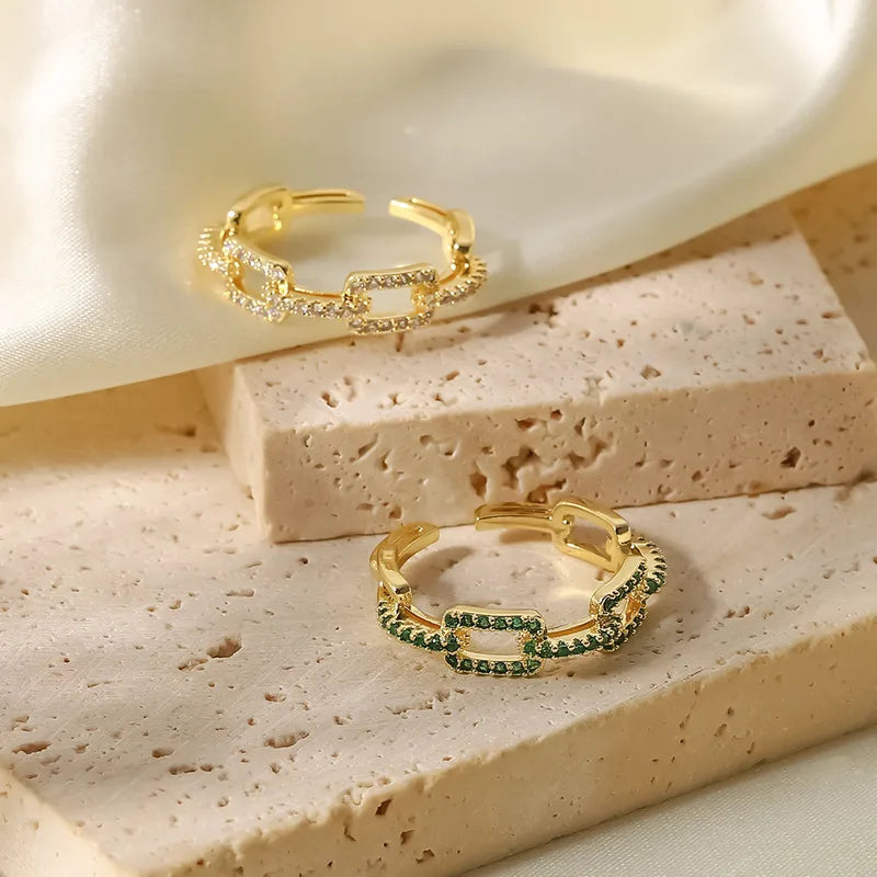 Zircon Gemstone Geometric Chain Linked Ring