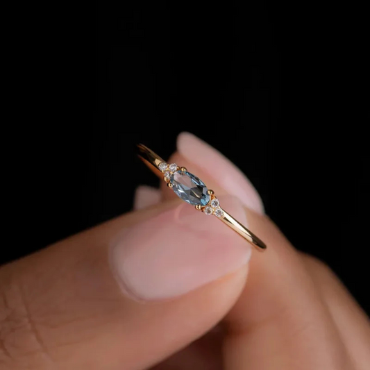 Oval Blue Gemstone Ring