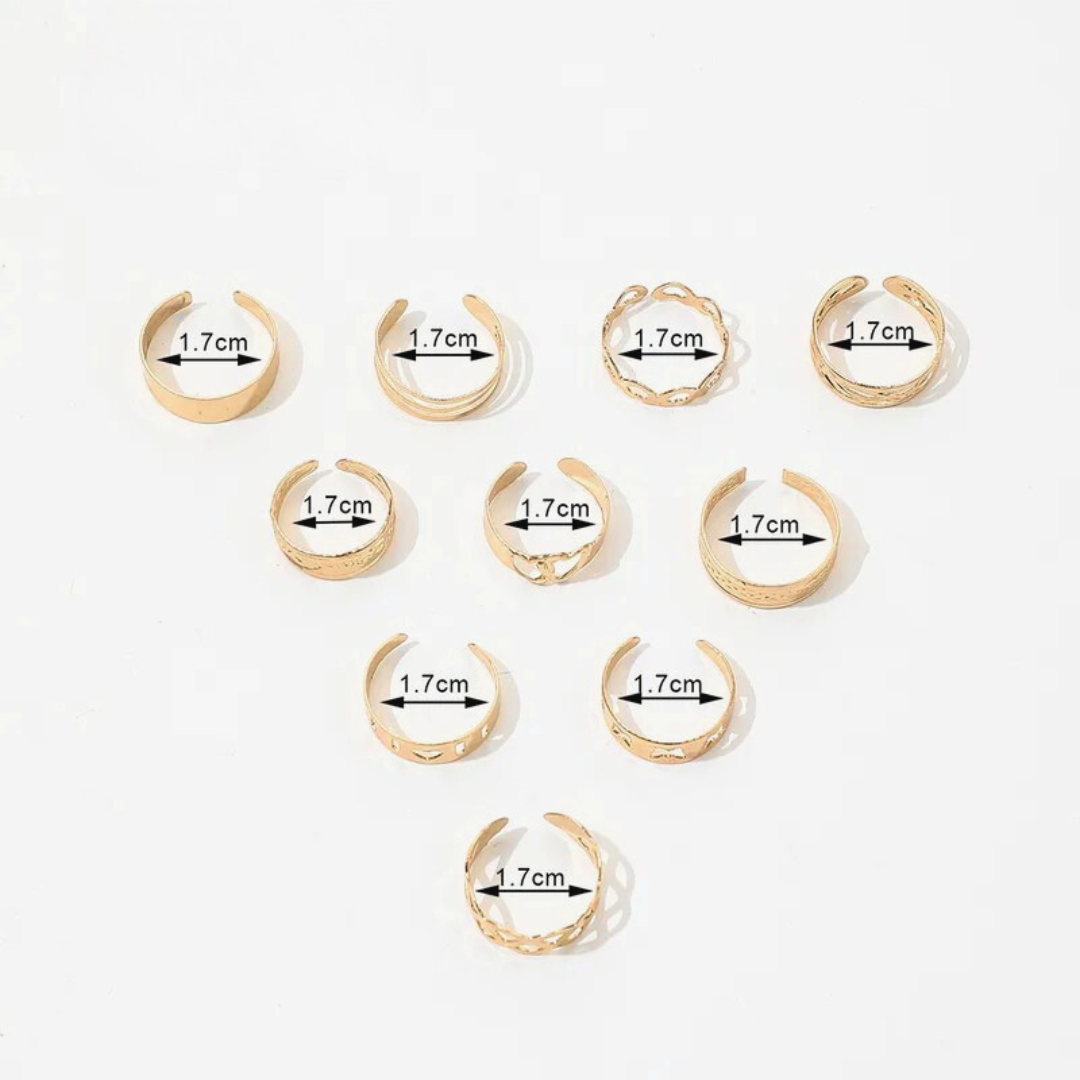 Barefoot Gleam 10pcs Set Toe Rings