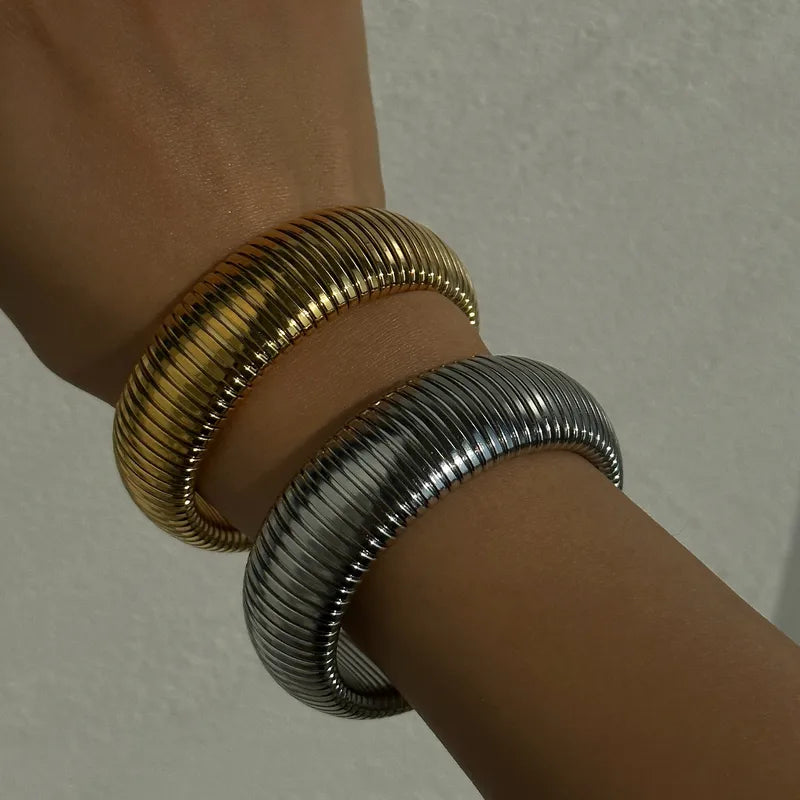 Expandable 18K Gold Plated Boho Bangle Bracelet
