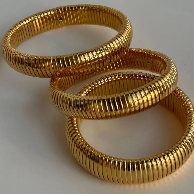Expandable 18K Gold Plated Boho Bangle Bracelet