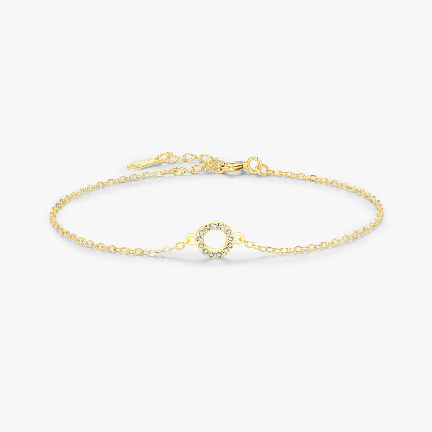 Radiating Gold Cable Chain Round Zircon Gemstone Bracelet