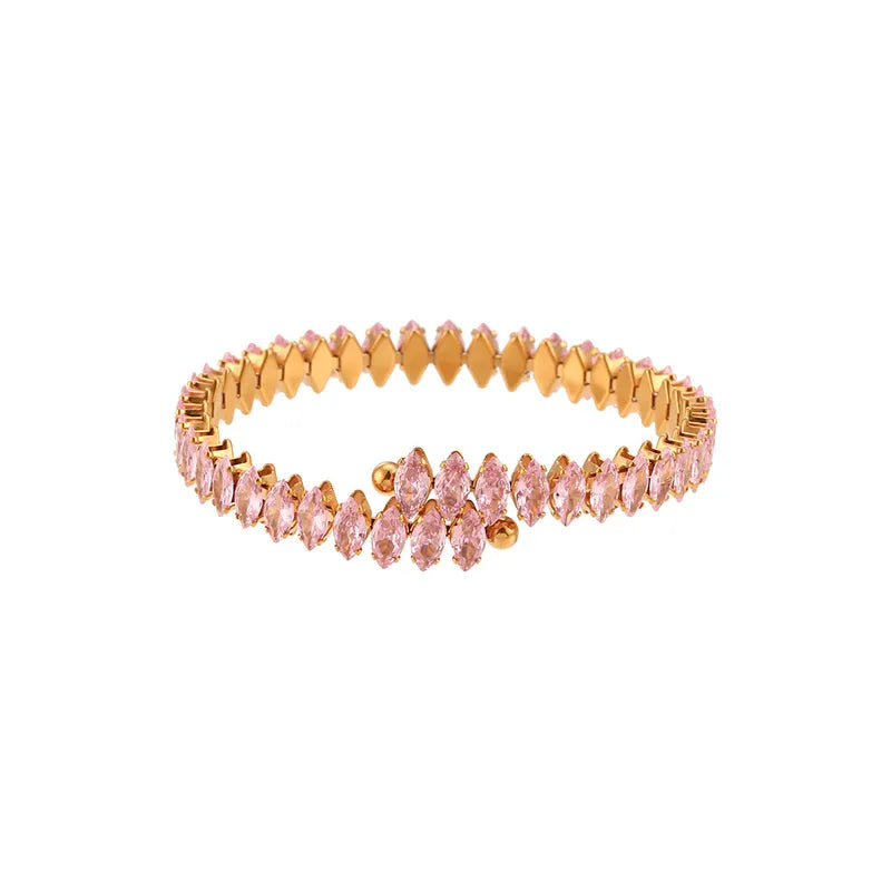 Infinity 18K Gold Plated Gemstone Bangle Bracelet