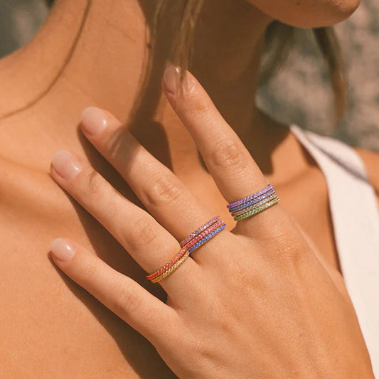 14K Yellow & Rose Gold Birthstone Stackable Rings