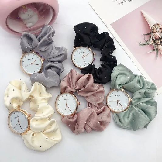 Scrunchie Rhinestone Boho Watch