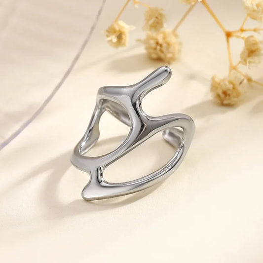 Sculptural Open Band Minimalist Abstraction Ring
