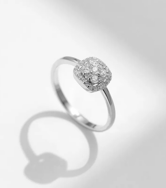 Square Halo Diamond Ring