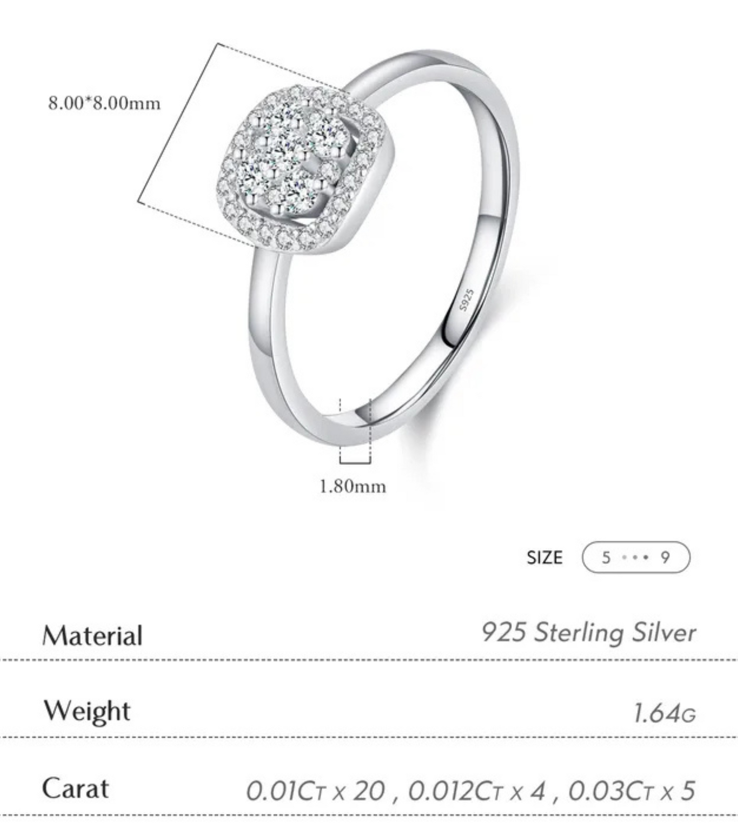 Square Halo Diamond Ring