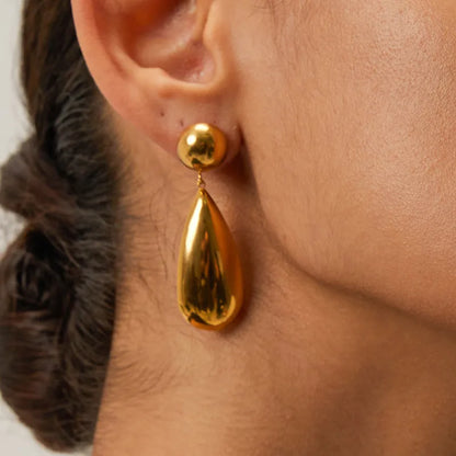 Water Droplet 18K Gold Plated Drop Earrings