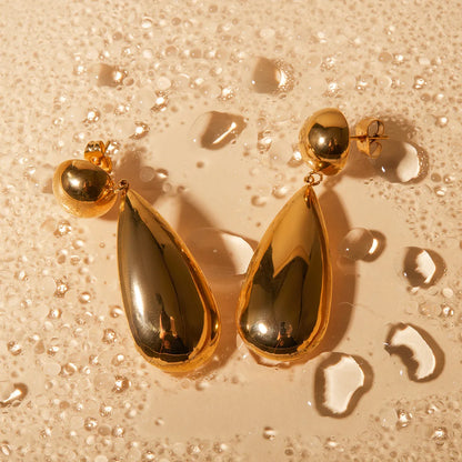 Water Droplet 18K Gold Plated Drop Earrings
