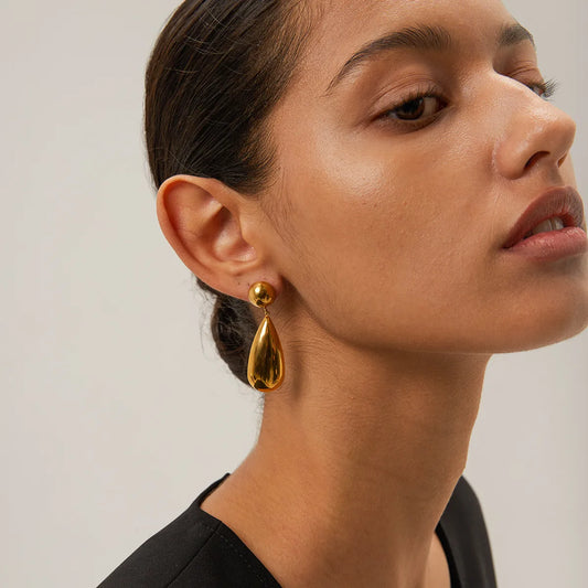 Water Droplet 18K Gold Plated Drop Earrings