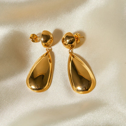 Water Droplet 18K Gold Plated Drop Earrings
