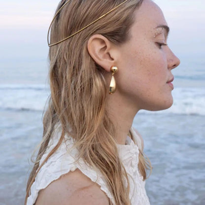Water Droplet 18K Gold Plated Drop Earrings