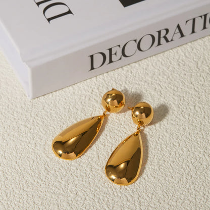 Water Droplet 18K Gold Plated Drop Earrings