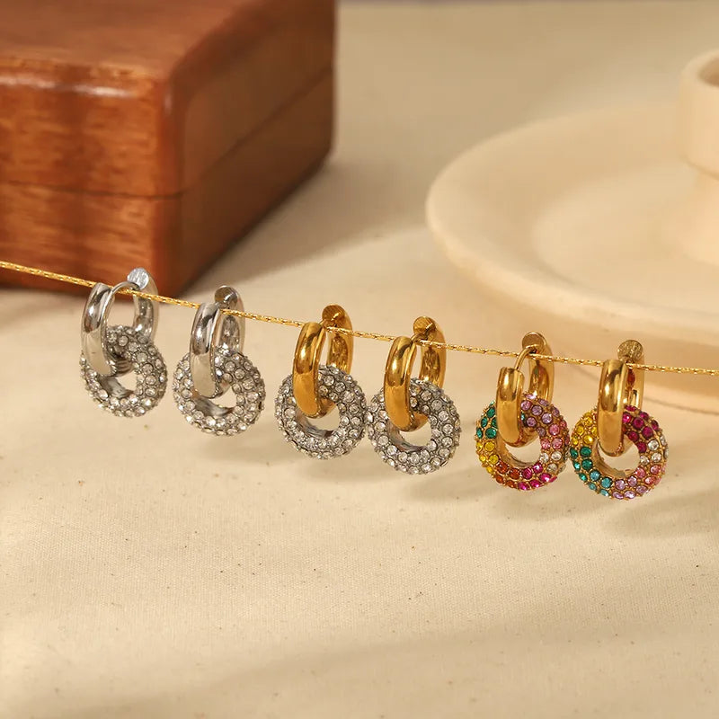 Dainty Retro Looped Circle Drop Earrings