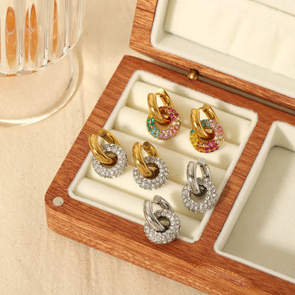 Dainty Retro Looped Circle Drop Earrings