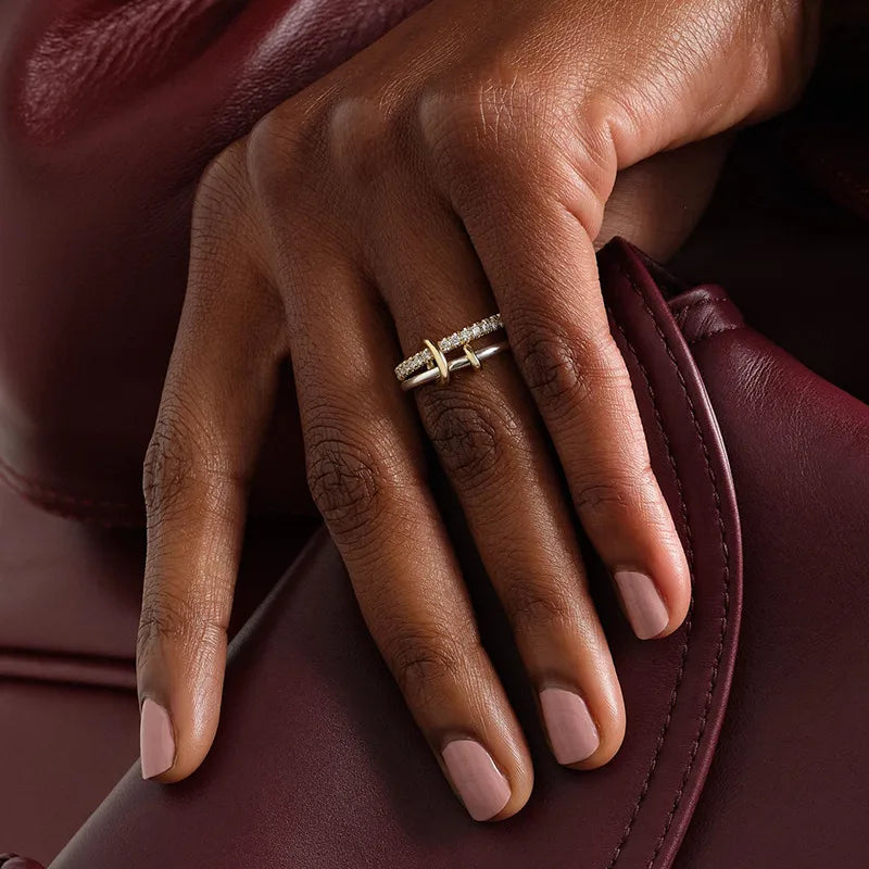 Delicate Tapered Mixed Metal Connecting Rings