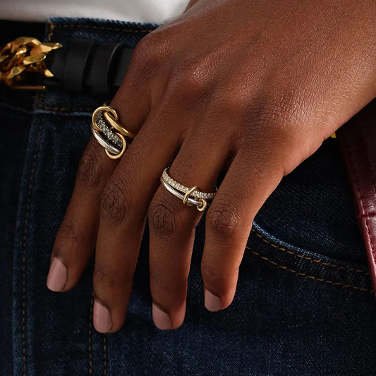 Delicate Tapered Mixed Metal Connecting Rings