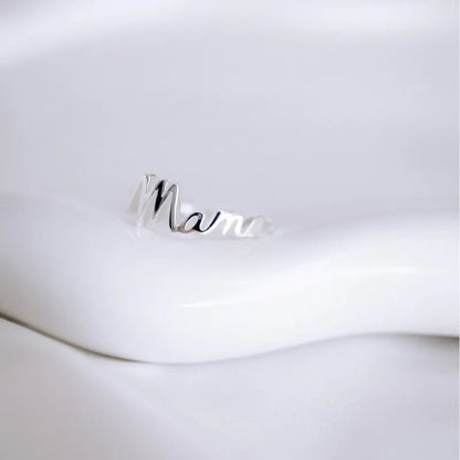 Mama Letter 925 Sterling Silver Tapered Band