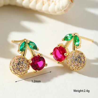 Cherry Gold Cubic Zirconia Earring Studs