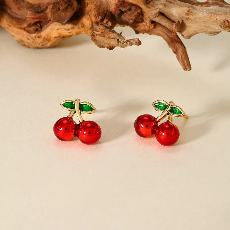 Cherry Gold Cubic Zirconia Earring Studs