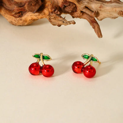 Cherry Gold Cubic Zirconia Earring Studs