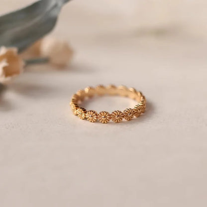 925 Sterling Silver Eternity Daisy Wild Flower Ring