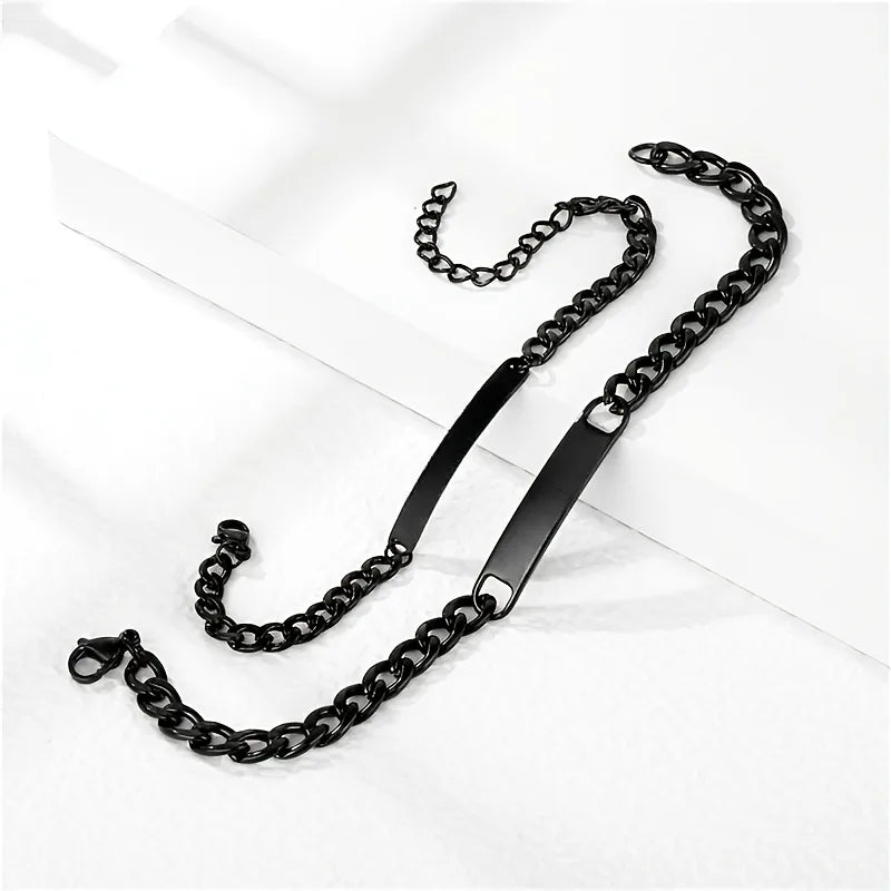 Cubic Link Engraved Bracelet
