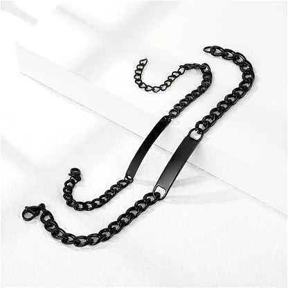 Cubic Link Engraved Bracelet