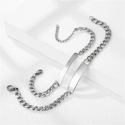 Cubic Link Engraved Bracelet