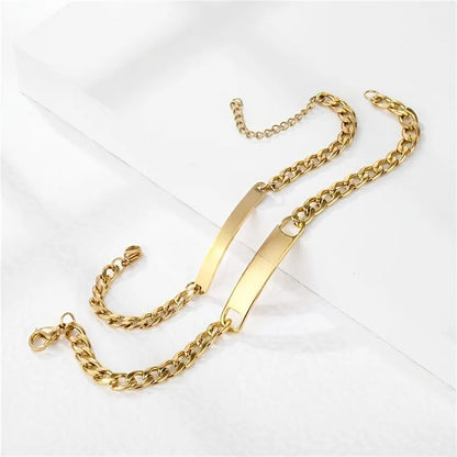 Cubic Link Engraved Bracelet