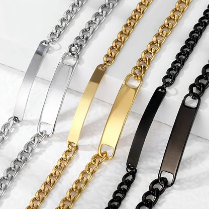 Cubic Link Engraved Bracelet