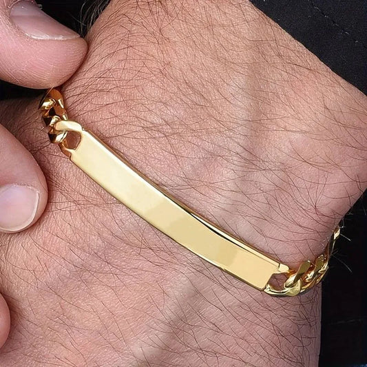 Cubic Link Engraved Bracelet
