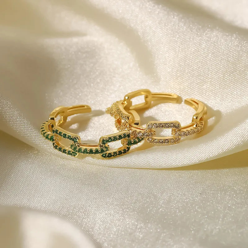 Zircon Gemstone Geometric Chain Linked  Ring