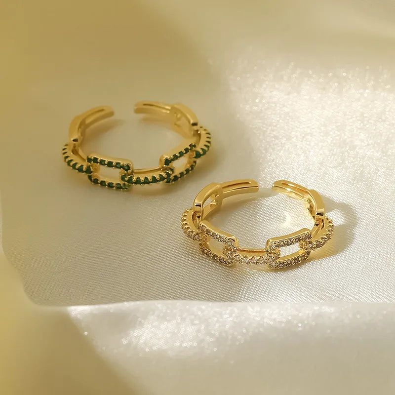 Zircon Gemstone Geometric Chain Linked  Ring