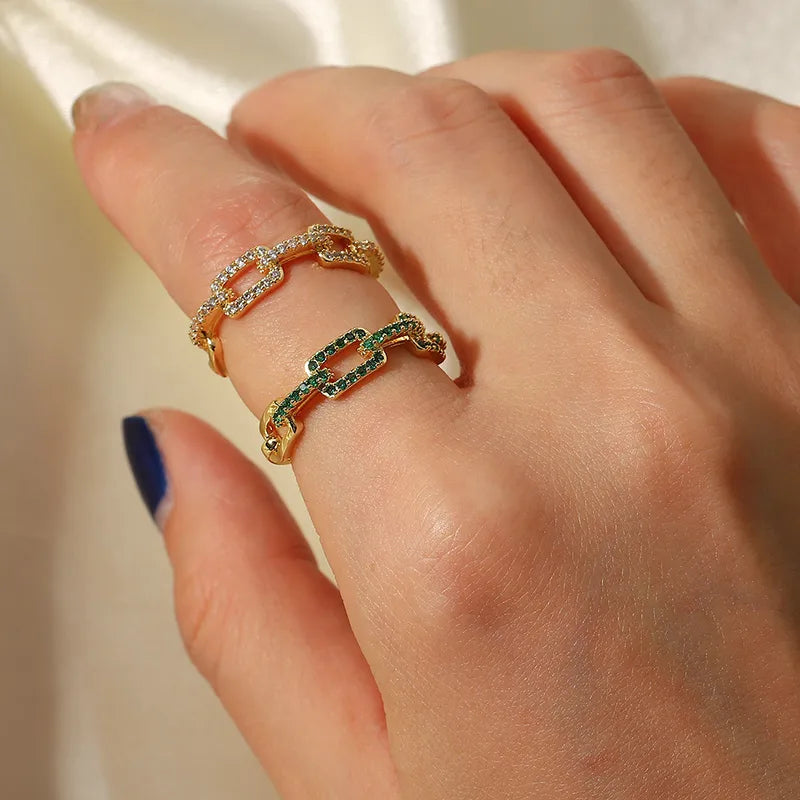 Zircon Gemstone Geometric Chain Linked  Ring