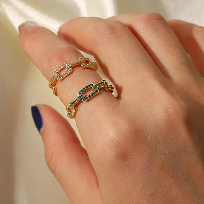 Zircon Gemstone Geometric Chain Linked  Ring