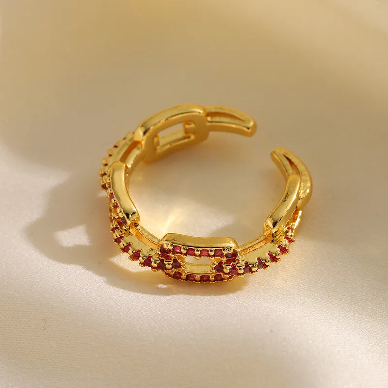 Zircon Gemstone Geometric Chain Linked  Ring