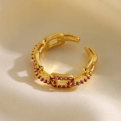 Zircon Gemstone Geometric Chain Linked  Ring