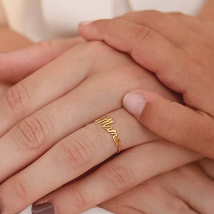 Mama Letter 925 Sterling Silver Tapered Band