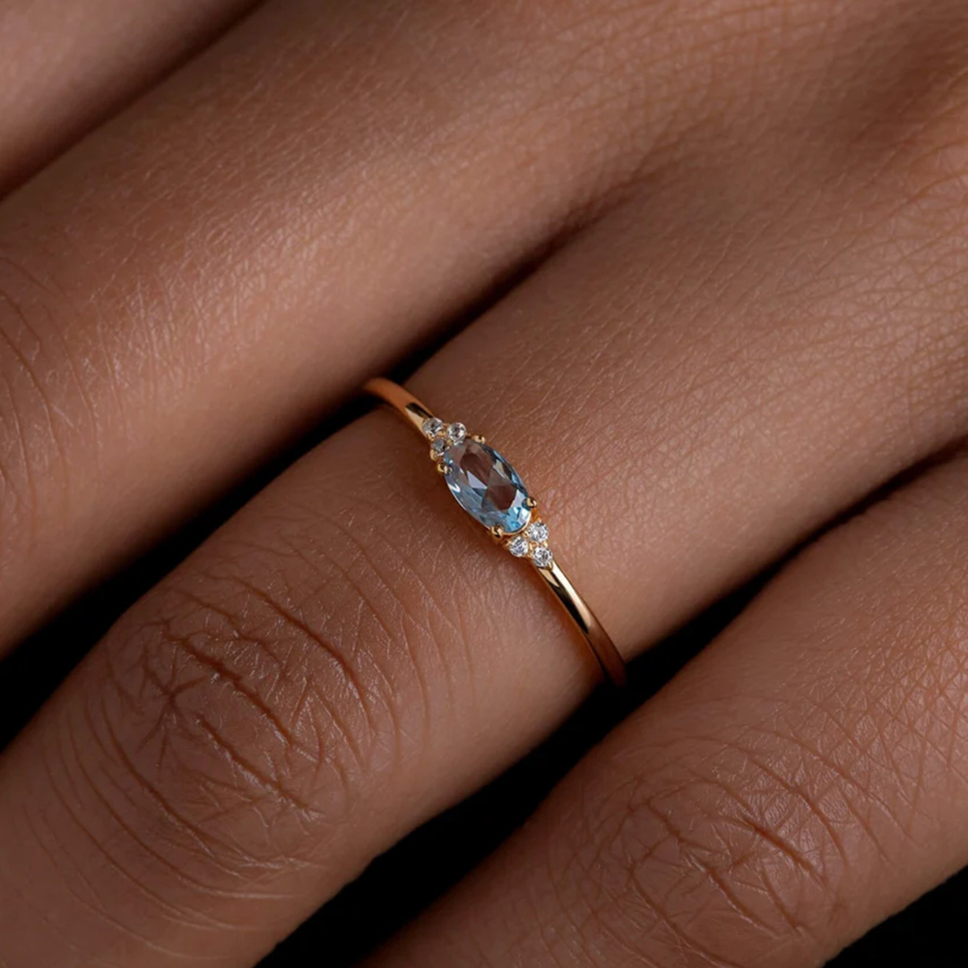 Oval Blue Gemstone Ring