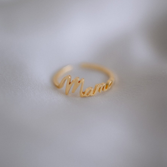 Mama Letter 925 Sterling Silver Tapered Band