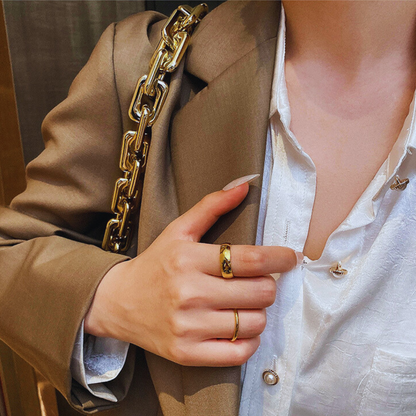 Titanium 18K Gold Stackable Premium Minimalistic Ring