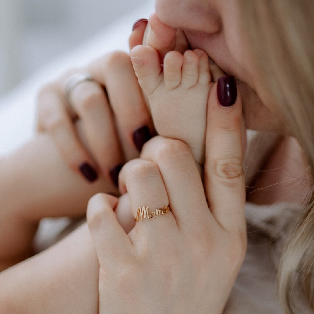 Mama Letter 925 Sterling Silver Tapered Band